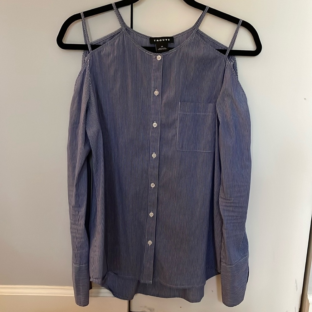 Trouvé | poplin top with shoulder sleeve cutouts